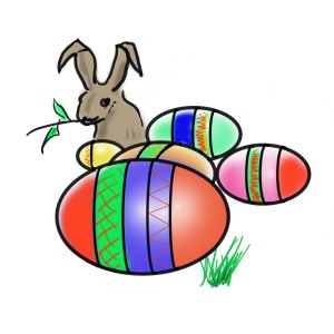 Easter Bunny with Dyed Eggs